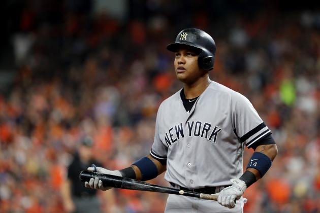 HOUSTON, TX - OCTOBER 20:  Starlin Castro #14 of the New York Yankees reacts after striking out against Justin Verlander #35 of the Houston Astros during the fifth inning in Game Six of the American League Championship Series at Minute Maid Park on October 20, 2017 in Houston, Texas.  (Photo by Elsa/Getty Images)