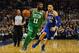 LONDON, ENGLAND - JANUARY 11: Kyrie Irving #11 of the Boston Celtics holds off Ben Simmons #25 of the Philadelphia 76ers during the NBA game between Boston Celtics and Philadelphia 76ers at The O2 Arena on January 11, 2018 in London, England. (Photo by Dan Mullan/Getty Images)