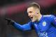 Leicester City's English striker Jamie Vardy celebrates scoring the team's first goal during the English Premier League football match between Liverpool and Leicester at Anfield in Liverpool, north west England on December 30, 2017. / AFP PHOTO / Paul ELLIS / RESTRICTED TO EDITORIAL USE. No use with unauthorized audio, video, data, fixture lists, club/league logos or 'live' services. Online in-match use limited to 75 images, no video emulation. No use in betting, games or single club/league/player publications. / (Photo credit should read PAUL ELLIS/AFP/Getty Images)