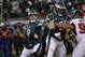 Philadelphia Eagles' Nick Foles in action during the first half of an NFL divisional playoff football game against the Atlanta Falcons, Saturday, Jan. 13, 2018, in Philadelphia. (AP Photo/Matt Rourke)