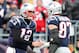FOXBORO, MA - DECEMBER 24: Rob Gronkowski #87 of the New England Patriots reacts with Tom Brady #12 after catching a touchdown pass during the second quarter of a game against the Buffalo Bills at Gillette Stadium on December 24, 2017 in Foxboro, Massachusetts. (Photo by Adam Glanzman/Getty Images)