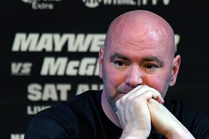 LAS VEGAS, NV - AUGUST 23: UFC President Dana White attends a news conference for the bout between boxer Floyd Mayweather Jr. and UFC lightweight champion Conor McGregor at the KA Theatre at MGM Grand Hotel & Casino on August 23, 2017 in Las Vegas, Nevada. Mayweather and McGregor will meet in a super welterweight boxing match at T-Mobile Arena on August 26 in Las Vegas. (Photo by Ethan Miller/Getty Images)
