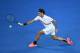 MELBOURNE, AUSTRALIA - JANUARY 16: Roger Federer of Switzerland plays a forehand in his first round match against Aljaz Bedene of Slovenia on day two of the 2018 Australian Open at Melbourne Park on January 16, 2018 in Melbourne, Australia. (Photo by Quinn Rooney/Getty Images)
