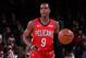 NEW YORK, NY - JANUARY 14: Rajon Rondo #9 of the New Orleans Pelicans handles the ball against the New York Knicks on January 14, 2018 at Madison Square Garden in New York City, New York. NOTE TO USER: User expressly acknowledges and agrees that, by downloading and or using this photograph, User is consenting to the terms and conditions of the Getty Images License Agreement. Mandatory Copyright Notice: Copyright 2018 NBAE (Photo by Nathaniel S. Butler/NBAE via Getty Images)