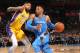 OKLAHOMA CITY, OK - JANUARY 17: Russell Westbrook #0 of the Oklahoma City Thunder drives to the basket during the game against the Los Angeles Lakers on January 17, 2018 at Chesapeake Energy Arena in Oklahoma City, Oklahoma. NOTE TO USER: User expressly acknowledges and agrees that, by downloading and or using this photograph, User is consenting to the terms and conditions of the Getty Images License Agreement. Mandatory Copyright Notice: Copyright 2018 NBAE (Photo by Layne Murdoch/NBAE via Getty Images)