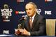 HOUSTON, TX - OCTOBER 28: Major League Baseball Commissioner Robert D. Manfred Jr. speaks to the media during a press conference prior to game four of the 2017 World Series between the Houston Astros and the Los Angeles Dodgers at Minute Maid Park on October 28, 2017 in Houston, Texas. (Photo by Bob Levey/Getty Images)