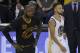 Cleveland Cavaliers forward LeBron James (23) and Golden State Warriors guard Stephen Curry (30) during the first half of Game 5 of basketball's NBA Finals in Oakland, Calif., Monday, June 12, 2017. (AP Photo/Ben Margot)