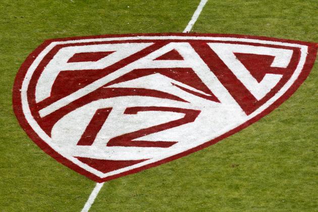 PALO ALTO, CA - OCTOBER 06: Aerial view of the Pac-12 logo painted on the field before the game between the Stanford Cardinal and the Arizona Wildcats at Stanford Stadium on October 6, 2012 in Palo Alto, California. The Stanford Cardinal defeated the Arizona Wildcats 54-48 in overtime. (Photo by Jason O. Watson/Getty Images)