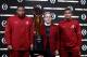 Alabama head coach Nick Saban, center, poses next to the NCAA college football championship trophy with players Da'Ron Payne, left, and Tua Tagovailoa at a press conference in Atlanta, Tuesday, Jan. 9, 2018. Alabama beat Georgia in overtime to win the NCAA college football playoff championship game. (AP Photo/David Goldman)