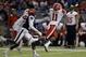East safety Tracy Walker (11), of Louisiana-Lafayette, knocks down a pass intended for West wide receiver Steven Dunbar (85), of Houston, during the first half of the East West Shrine football game Saturday, Jan. 20, 2018, in St. Petersburg, Fla. (AP Photo/Chris O'Meara)