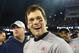 FOXBOROUGH, MA - JANUARY 21: Tom Brady #12 of the New England Patriots reacts after winning the AFC Championship Game against the Jacksonville Jaguars at Gillette Stadium on January 21, 2018 in Foxborough, Massachusetts. (Photo by Maddie Meyer/Getty Images)