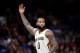 NEW ORLEANS, LA - JANUARY 20: DeMarcus Cousins #0 of the New Orleans Pelicans reacts after assiting a teammate during the second half of a NBA game against the Memphis Grizzlies at the Smoothie King Center on January 20, 2018 in New Orleans, Louisiana. NOTE TO USER: User expressly acknowledges and agrees that, by downloading and or using this photograph, User is consenting to the terms and conditions of the Getty Images License Agreement. (Photo by Sean Gardner/Getty Images)