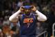 Oklahoma City Thunder forward Carmelo Anthony (7) in the second half during an NBA basketball game against the Phoenix Suns, Sunday, Jan. 7, 2018, in Phoenix. The Suns defeated the Thunder 114-100. (AP Photo/Rick Scuteri)