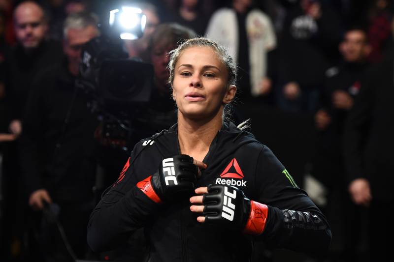 ST. LOUIS, MO - JANUARY 14: Paige VanZant prepares to enter the Octagon before facing Jessica-Rose Clark of Australia in their women's flyweight bout during the UFC Fight Night event inside the Scottrade Center on January 14, 2018 in St. Louis, Missouri. (Photo by Josh Hedges/Zuffa LLC/Zuffa LLC via Getty Images)