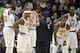 FILE - In this Monday, Jan. 8, 2018, file photo, Cleveland Cavaliers players, from left, LeBron James, Isaiah Thomas, Kevin Love, JR Smith and Jae Crowder take a break during a review in the second half of an NBA basketball game against the Minnesota Timberwolves in Minneapolis. Frustrated by their recent poor play in a season where their NBA title hopes seem to be slipping away, the Cavaliers held an emotional pre-practice meeting on Monday, Jan. 22, 2018, in hopes of clearing the air. (AP Photo/Jim Mone, File)