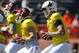 North Squad quarterback Josh Allen of Wyoming (17) during the North team's practice for Saturday's Senior Bowl college football game in Mobile, Ala.,Thursday, Jan. 25, 2018.(AP Photo/Brynn Anderson)
