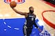 DETROIT, MI - JANUARY 30: Andre Drummond #0 of the Detroit Pistons dunks while playing the Cleveland Cavaliers during the first half at Little Caesars Arena on January 30, 2018 in Detroit, Michigan. Detroit won the game 125-114. NOTE TO USER: User expressly acknowledges and agrees that, by downloading and or using this photograph, User is consenting to the terms and conditions of the Getty Images License Agreement. (Photo by Gregory Shamus/Getty Images)