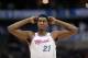 Miami Heat center Hassan Whiteside (21) looks up court after a foul was called against his team late in the second half of an NBA basketball game against the Dallas Mavericks on Monday, Jan. 29, 2018, in Dallas. (AP Photo/Tony Gutierrez)