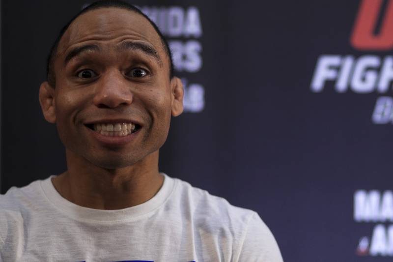 BELEM, BRAZIL - FEBRUARY 01: UFC bantamweight contender John Dodson of the United States poses for photographers during Ultimate Media Day at Radisson Hotel on February 01, 2018 in Belem, Brazil. (Photo by Buda Mendes/Zuffa LLC/Zuffa LLC via Getty Images)
