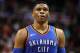 WASHINGTON, DC - JANUARY 30: Russell Westbrook #0 of the Oklahoma City Thunder looks on against the Washington Wizards during the second half at Capital One Arena on January 30, 2018 in Washington, DC. NOTE TO USER: User expressly acknowledges and agrees that, by downloading and or using this photograph, User is consenting to the terms and conditions of the Getty Images License Agreement. (Photo by Patrick Smith/Getty Images)