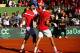MARBELLA, SPAIN - FEBRUARY 03: Pablo Carreno Busta and Feliciano Lopez of Spain celebrate a point against Dom Inglot and Jamie Murray of Great Britain in the doubles during day two of the Davis Cup World Group first round match between Spain and Great Britain at Club de Tenis Puente Romano on February 2, 2018 in Marbella, Spain. (Photo by Julian Finney/Getty Images)