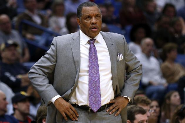 NEW ORLEANS, LA - JANUARY 28:  Head coach Alvin Gentry of the New Orleans Pelicans reacts druing the first half against the LA Clippers at the Smoothie King Center on January 28, 2018 in New Orleans, Louisiana. NOTE TO USER: User expressly acknowledges and agrees that, by downloading and or using this photograph, User is consenting to the terms and conditions of the Getty Images License Agreement.  (Photo by Jonathan Bachman/Getty Images)