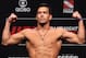 BELEM, BRAZIL - FEBRUARY 02: Lyoto Machida of Brazil poses on the scale during a UFC Fight Night weigh-in at Mangueirinho Arena on February 02, 2018 in Belem, Brazil. (Photo by Buda Mendes/Zuffa LLC/Zuffa LLC via Getty Images)