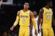 LOS ANGELES, CA - OCTOBER 27: Jordan Clarkson #6 and Julius Randle #30 of the Los Angeles Lakers look on during the first half of a game against the Toronto Raptors at Staples Center on October 27, 2017 in Los Angeles, California. NOTE TO USER: User expressly acknowledges and agrees that, by downloading and or using this photograph, User is consenting to the terms and conditions of the Getty Images License Agreement. (Photo by Sean M. Haffey/Getty Images)