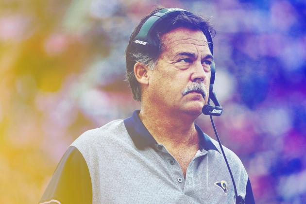 FOXBORO, MA - DECEMBER 04:  Head coach Jeff Fisher of the Los Angeles Rams walks on the field before the game against the New England Patriots at Gillette Stadium on December 4, 2016 in Foxboro, Massachusetts.  (Photo by Adam Glanzman/Getty Images)