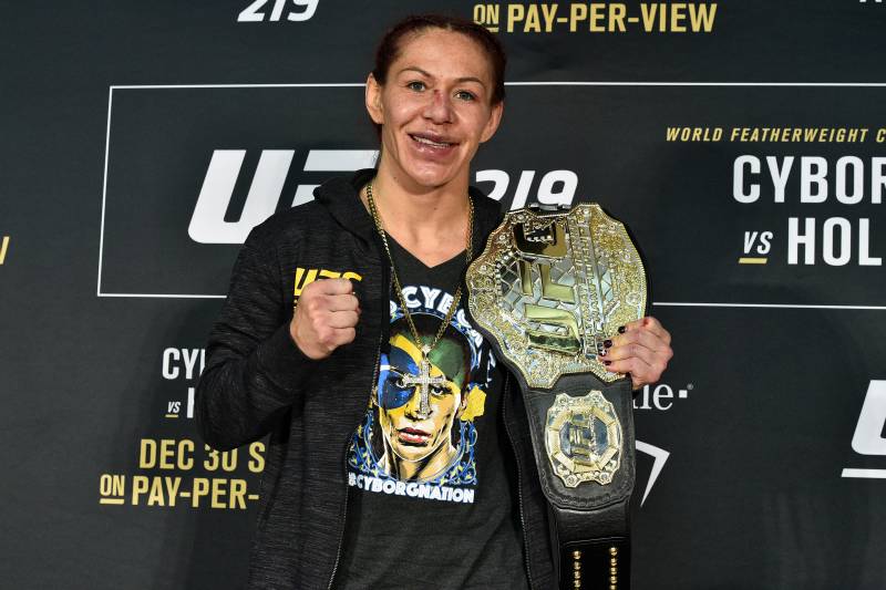 LAS VEGAS, NV - DECEMBER 30: Cris Cyborg of Brazil poses for a picture after the UFC 219 event inside T-Mobile Arena on December 30, 2017 in Las Vegas, Nevada. (Photo by Brandon Magnus/Zuffa LLC/Zuffa LLC via Getty Images)