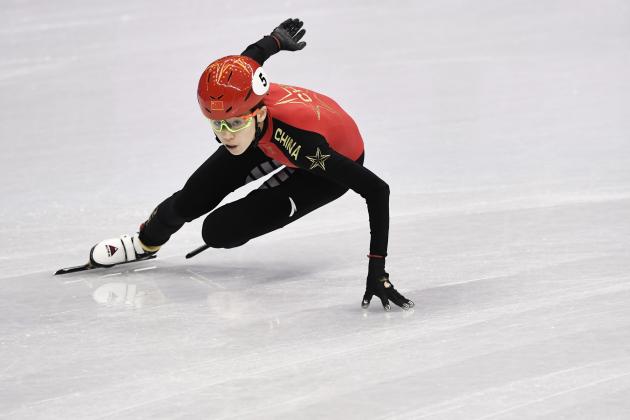 China's Fan Kexin takes part in the women's 500m short track speed skating heat event during the Pyeongchang 2018 Winter Olympic Games, at the Gangneung Ice Arena in Gangneung on February 10, 2018. / AFP PHOTO / ARIS MESSINIS        (Photo credit should read ARIS MESSINIS/AFP/Getty Images)