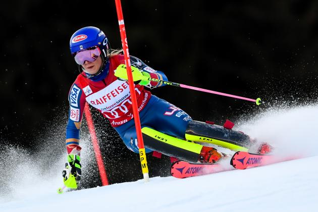 LENZERHEIDE, SWITZERLAND - JANUARY 28: Mikaela Shiffrin of USA competes during the Audi FIS Alpine Ski World Cup Women's Slalom on January 28, 2018 in Lenzerheide, Switzerland. (Photo by Alain Grosclaude/Agence Zoom/Getty Images)