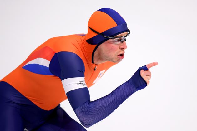 GANGNEUNG, SOUTH KOREA - FEBRUARY 11:  Sven Kramer of the Netherlands celebrates his time during the Men's 5000m Speed Skating event on day two of the PyeongChang 2018 Winter Olympic Games at Gangneung Oval on February 11, 2018 in Gangneung, South Korea.  (Photo by Harry How/Getty Images)