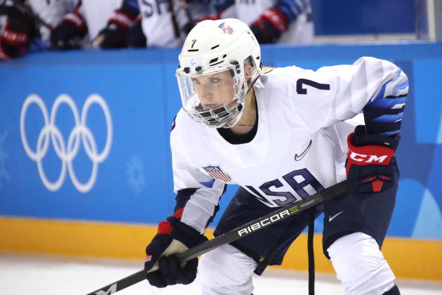 GANGNEUNG, SOUTH KOREA - FEBRUARY 11:  Monique Lamoureux-Morando #7 of the United States looks on against Finland during the Women's Ice Hockey Preliminary Round - Group A game against Finland on day two of the PyeongChang 2018 Winter Olympic Games at Kwandong Hockey Centre on February 11, 2018 in Gangneung, South Korea.  (Photo by Bruce Bennett/Getty Images)