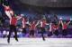 The Canadian team pose for a group photo following the Venue Ceremony after winning the gold medal in the figure skating team event in the Gangneung Ice Arena at the 2018 Winter Olympics in Gangneung, South Korea, Monday, Feb. 12, 2018. (AP Photo/Julie Jacobson)