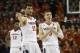 Virginia guard Ty Jerome (11) and Virginia guard Kyle Guy (5) look sot he bench during the second half of an NCAA college basketball game in Charlottesville, Va., Saturday, Feb. 10, 2018. Virginia Tech won the game 61-60 in overtime. (AP Photo/Steve Helber)