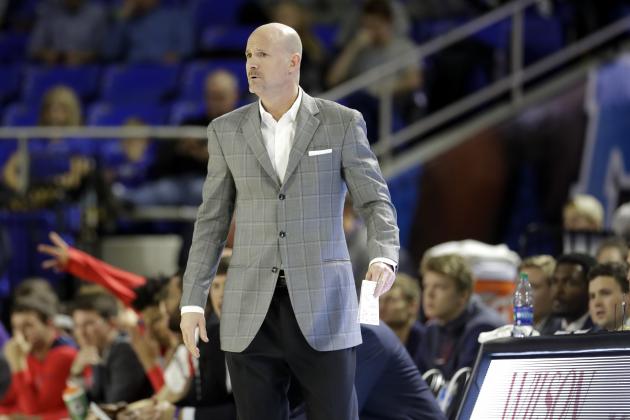 Mississippi head coach Andy Kennedy watches in the first half of an NCAA college basketball game against Middle Tennessee Saturday, Dec. 9, 2017, in Murfreesboro, Tenn. (AP Photo/Mark Humphrey)