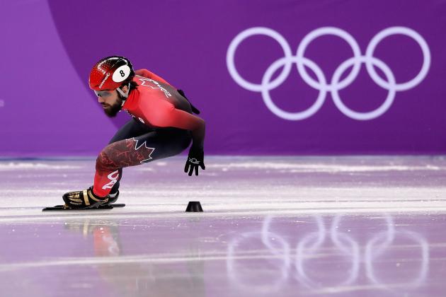GANGNEUNG, SOUTH KOREA - FEBRUARY 10:  Charles Hamelin of Canada competes during the Men's 1500m Short Track Speed Skating qualifying on day one of the PyeongChang 2018 Winter Olympic Games at Gangneung Ice Arena on February 10, 2018 in Gangneung, South Korea.  (Photo by Richard Heathcote/Getty Images)