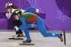 Italy's Arianna Fontana and South Korea's Choi Minjeong compete in the women's 500m short track speed skating semi-final event during the Pyeongchang 2018 Winter Olympic Games, at the Gangneung Ice Arena in Gangneung on February 13, 2018. / AFP PHOTO / Roberto SCHMIDT (Photo credit should read ROBERTO SCHMIDT/AFP/Getty Images)