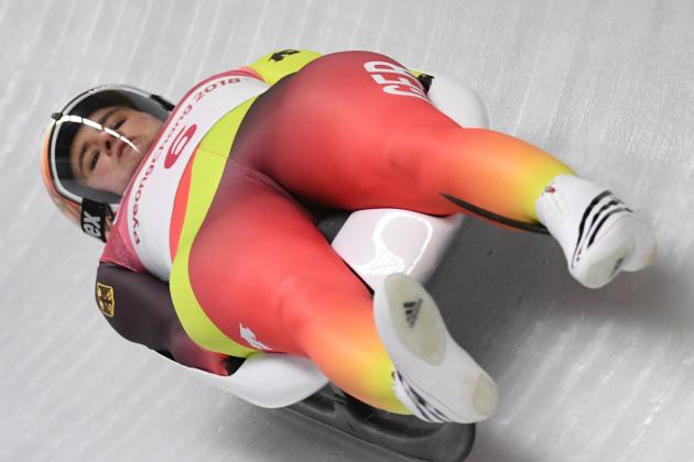 Germany's Natalie Geisenberger competes in the women's singles luge run 3 during the Pyeongchang 2018 Winter Olympic Games, at the Olympic Sliding Centre on February 13, 2018 in Pyeongchang. / AFP PHOTO / Mark Ralston (Photo credit should read MARK RALSTON/AFP/Getty Images)