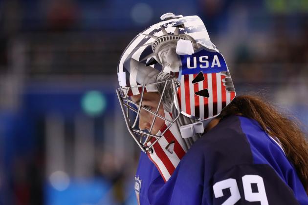 GANGNEUNG, SOUTH KOREA - FEBRUARY 13:  A detailed view of the mask of Nicole Hensley #29 of the United States during the Women's Ice Hockey Preliminary Round - Group A game against Olympic Athletes from Russia on day four of the PyeongChang 2018 Winter Olympic Games at Kwandong Hockey Centre on February 13, 2018 in Gangneung, South Korea.  (Photo by Ronald Martinez/Getty Images)