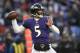 Baltimore Ravens quarterback Joe Flacco (5) passes the ball during the first half of an NFL football game against the Cincinnati Bengals in Baltimore, Sunday, Dec 31, 2017. (AP Photo/Gail Burton)