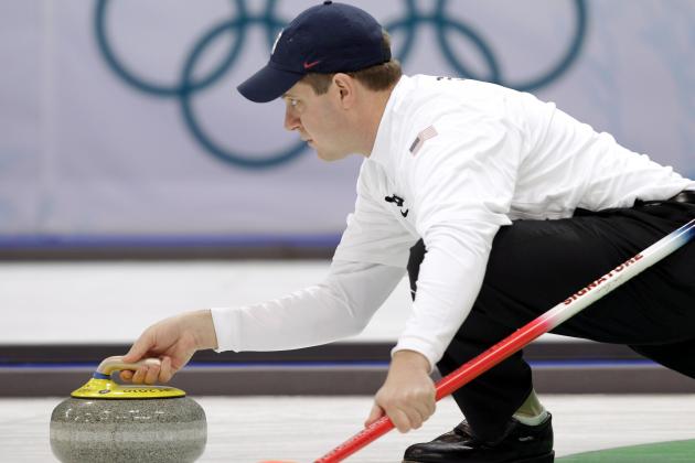 American skip John Schuster delivers the stone in a match aginst Norway in men's curling at the Vancouver 2010 Olympics in Vancouver, British Columbia, Monday, Feb. 22, 2010. (AP Photo/Robert F. Bukaty)