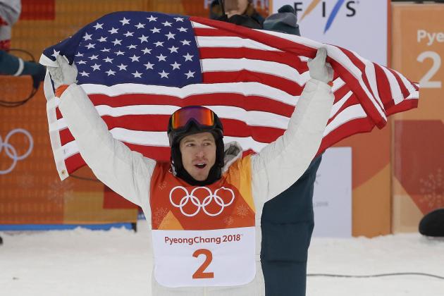 Shaun White, of the United States, celebrates his gold medal after the men's halfpipe finals at Phoenix Snow Park at the 2018 Winter Olympics in Pyeongchang, South Korea, Wednesday, Feb. 14, 2018. (AP Photo/Kin Cheung)