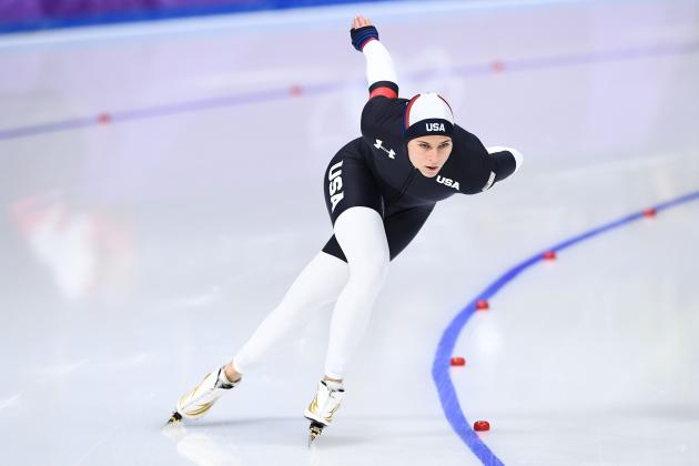 USA's Brittany Bowe competes in the women's 1,500m speed skating event during the Pyeongchang 2018 Winter Olympic Games at the Gangneung Oval in Gangneung on February 12, 2018. / AFP PHOTO / ARIS MESSINIS        (Photo credit should read ARIS MESSINIS/AFP/Getty Images)