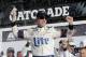 Brad Keselowski celebrates in victory Lane after winning the NASCAR Clash auto race at Daytona International Speedway, Sunday, Feb. 11, 2018, in Daytona Beach, Fla. (AP Photo/Terry Renna)