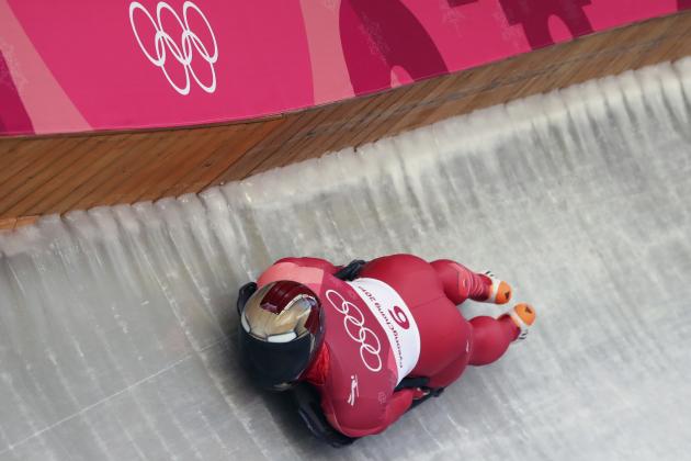Sungbin Yun of South Korea takes a curve during the men's skeleton competition at the 2018 Winter Olympics in Pyeongchang, South Korea, Thursday, Feb. 15, 2018. (AP Photo/Michael Sohn)