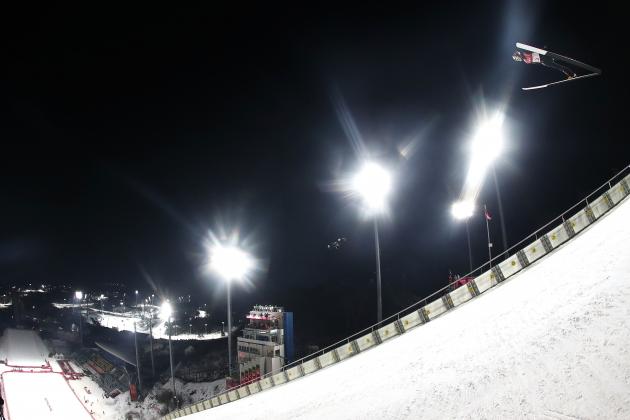 PYEONGCHANG-GUN, SOUTH KOREA - FEBRUARY 16: Ryoyu Kobayashi of Japan makes a trial jump during the Ski Jumping Men's Large Hill Individual Qualification at Alpensia Ski Jumping Center on February 16, 2018 in Pyeongchang-gun, South Korea. (Photo by Ryan Pierse/Getty Images)