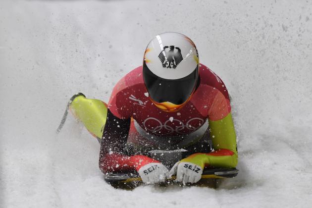 Germany's Jacqueline Loelling competes in the women's skeleton heat 2 run during the Pyeongchang 2018 Winter Olympic Games, at the Olympic Sliding Centre on February 16, 2018 in Pyeongchang. / AFP PHOTO / Mark Ralston (Photo credit should read MARK RALSTON/AFP/Getty Images)