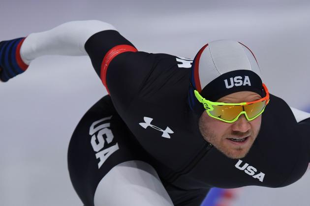 USA's Joey Mantia competes in the men's 1,500m speed skating event during the Pyeongchang 2018 Winter Olympic Games at the Gangneung Oval in Gangneung on February 13, 2018. / AFP PHOTO / JUNG Yeon-Je        (Photo credit should read JUNG YEON-JE/AFP/Getty Images)